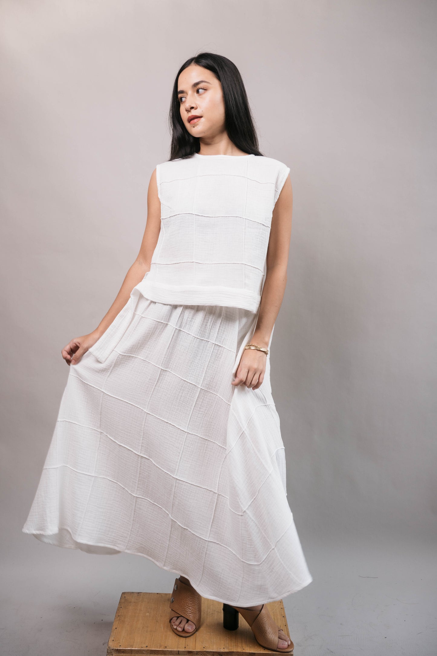 MAUD Stitched Skirt OFF WHITE