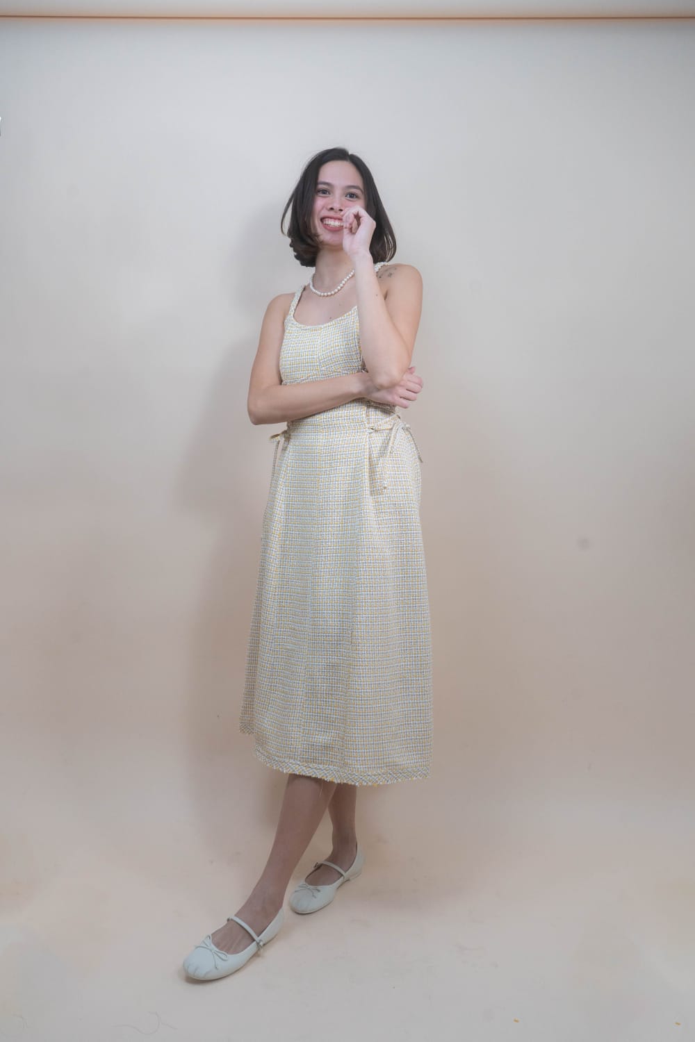 MIA Corset style Dress YELLOW TWEED