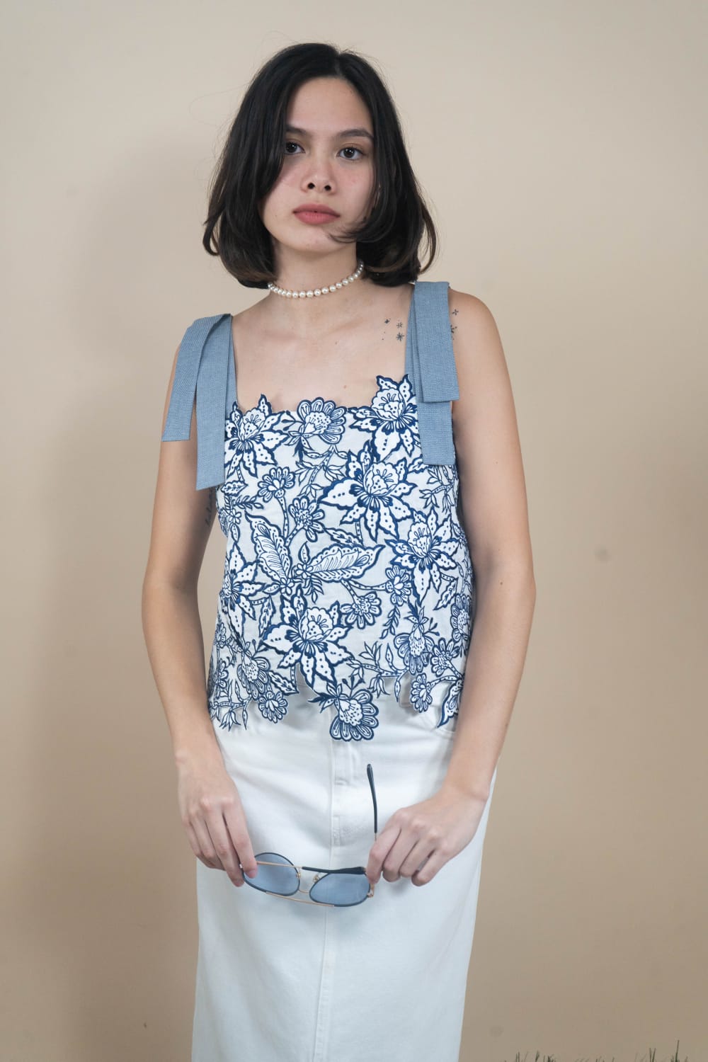 CELIA Embroidered Statement Top BLUE