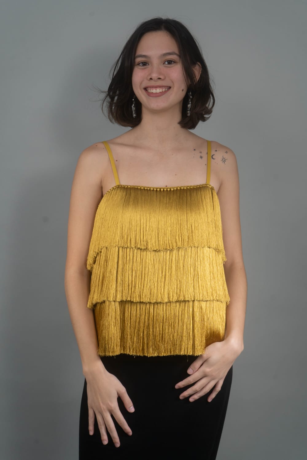 Yellow fringe hot sale top