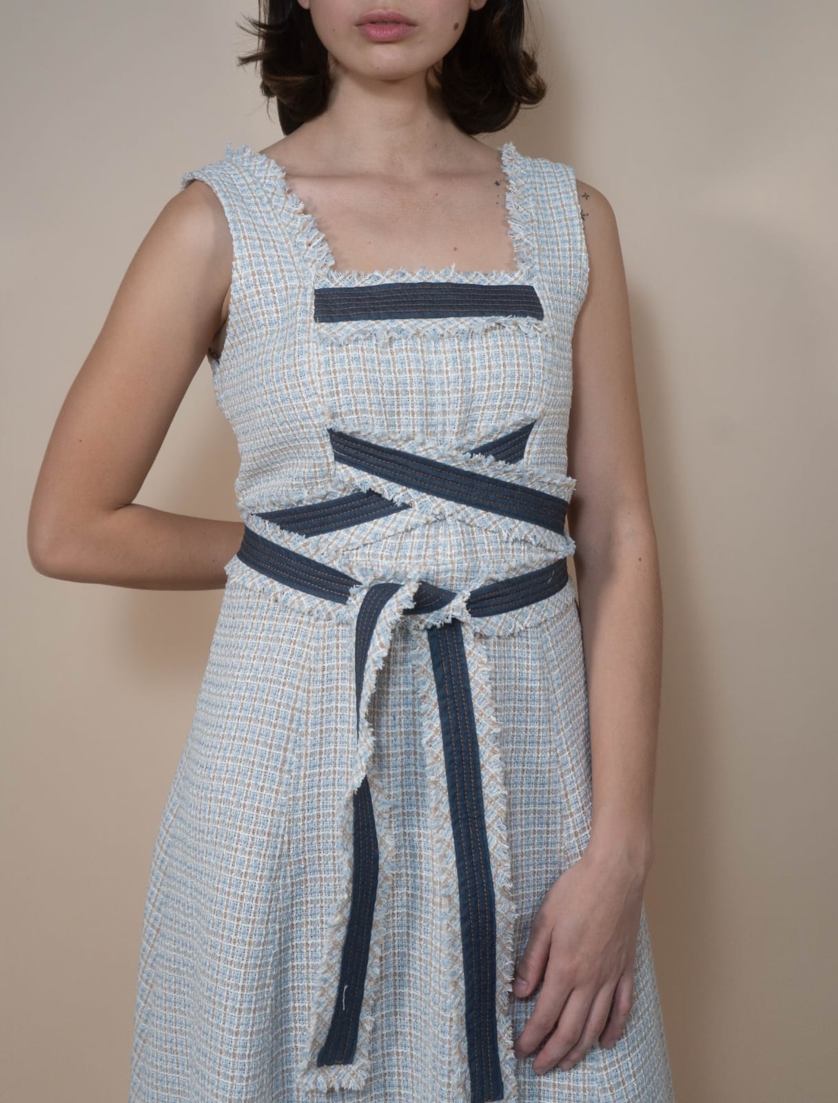 SYLVIE Dress TWEED and DENIM