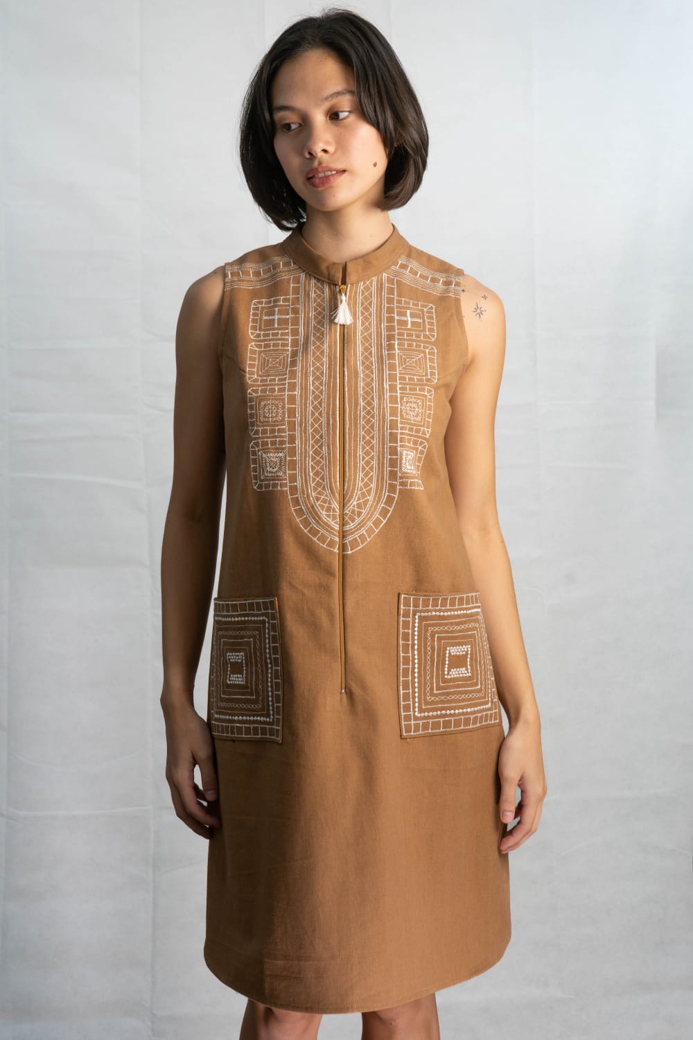 DUNE Zipper Dress SEPIA BROWN