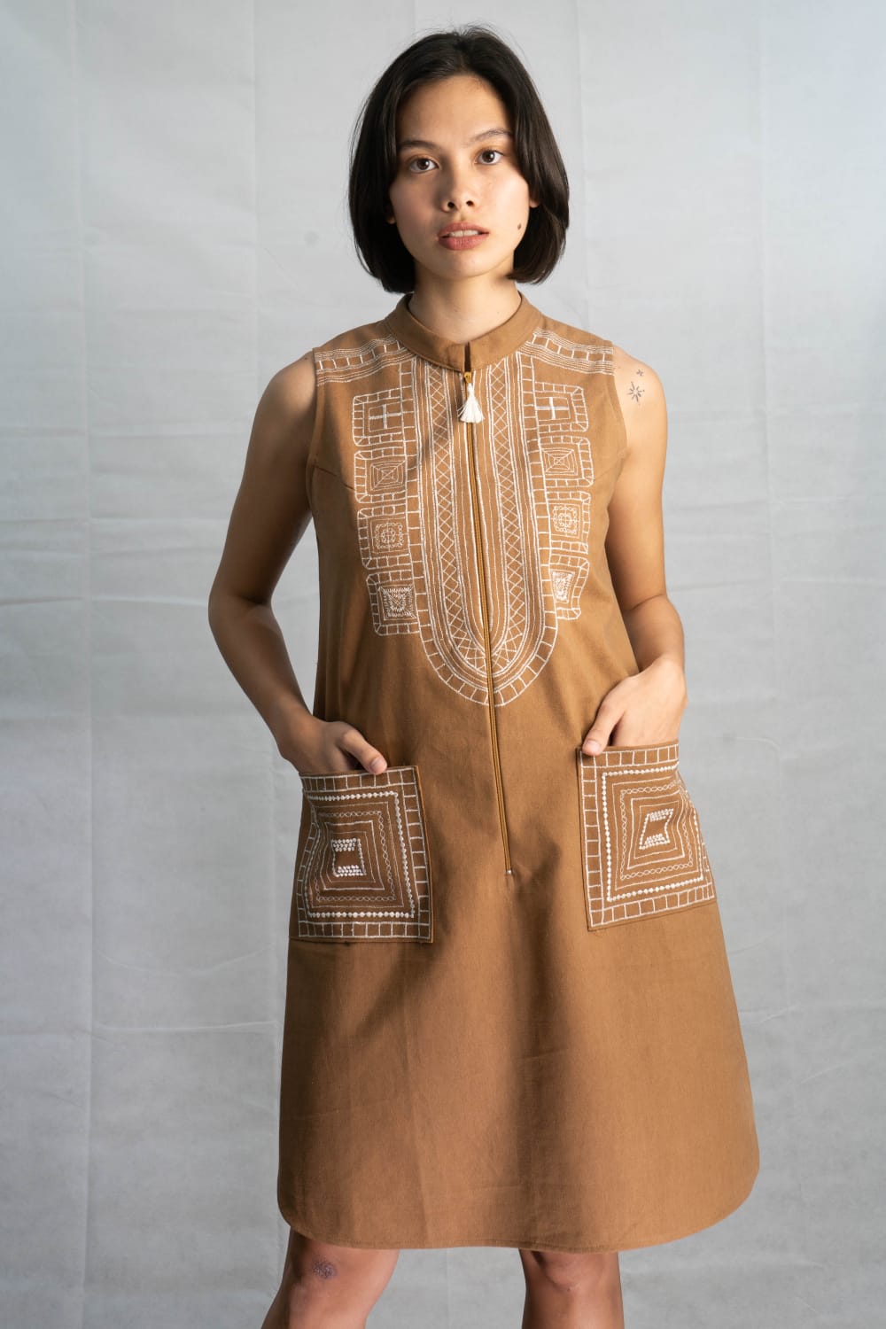 DUNE Zipper Dress SEPIA BROWN