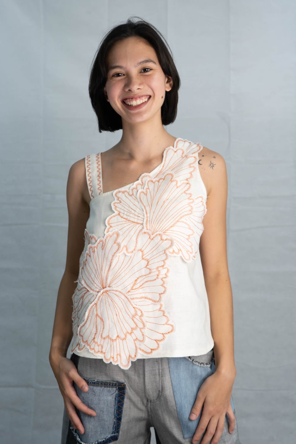 BLOSSOM Top CORAL STITCHING