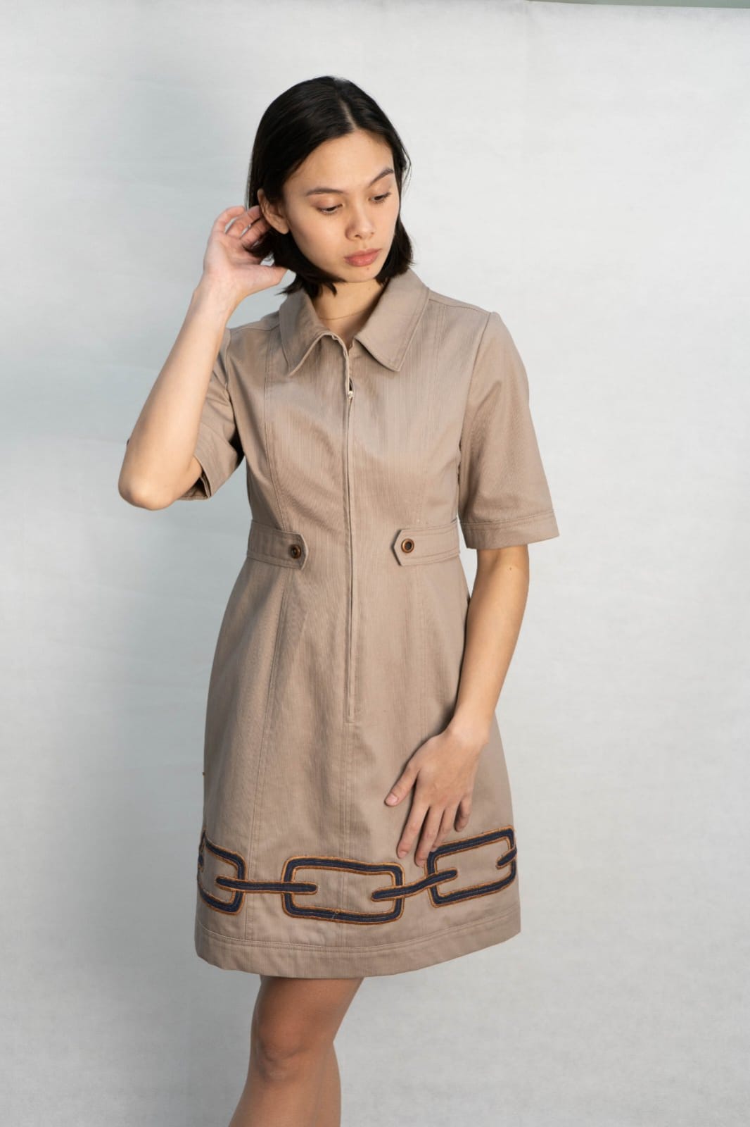 MICHIKO Zipper Dress TAUPE