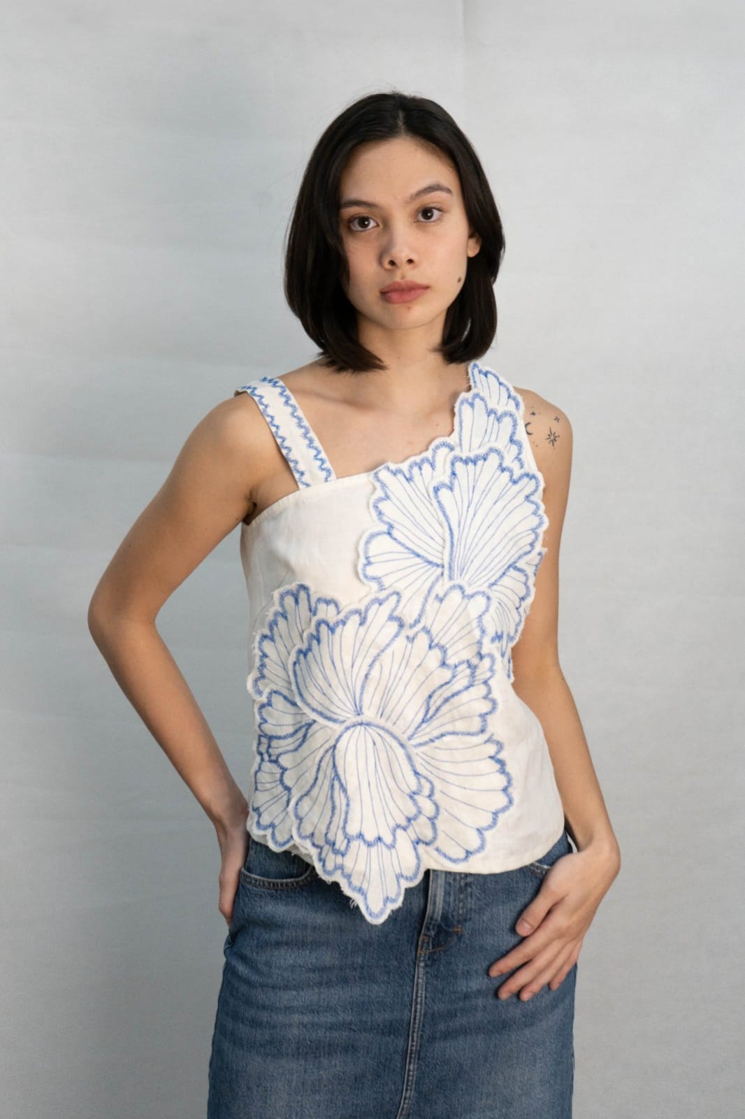 BLOSSOM Top BLUE STITCHING