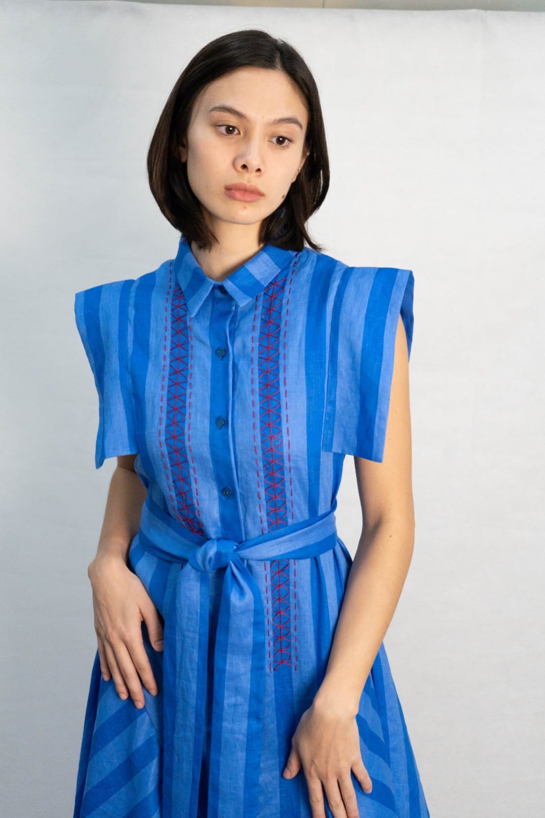 MAYA Shirt Dress BLUE POOL STRIPE