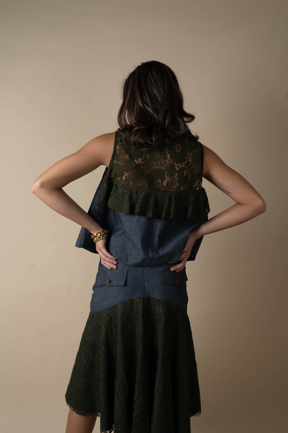 NORI Lace x Denim Skirt ARMY