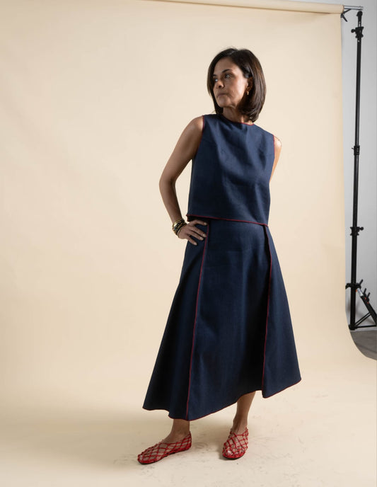 LEO Skirt DENIM / MAROON MERROW