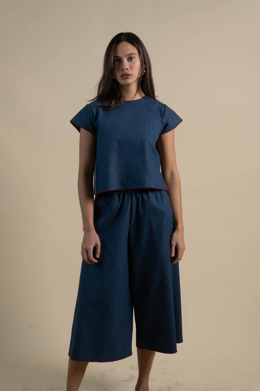 LEO Cullottes DENIM / MAROON MERROW