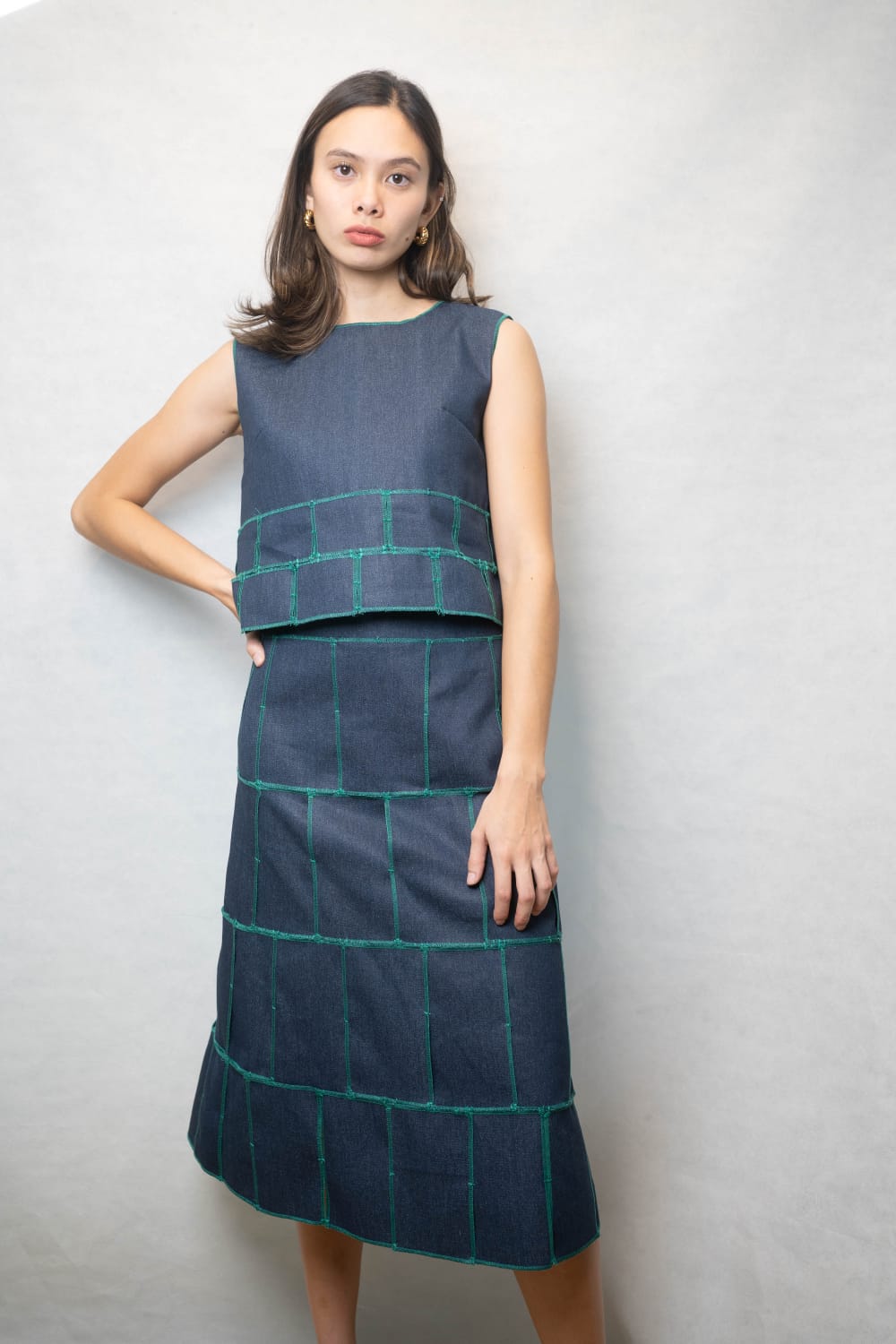 AMIE Top DENIM / GREEN MERROW