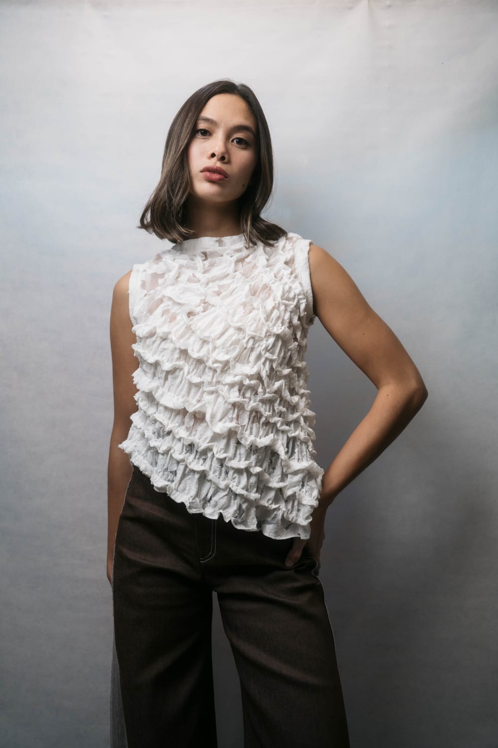 PIM Garter Top WHITE JACQUARD