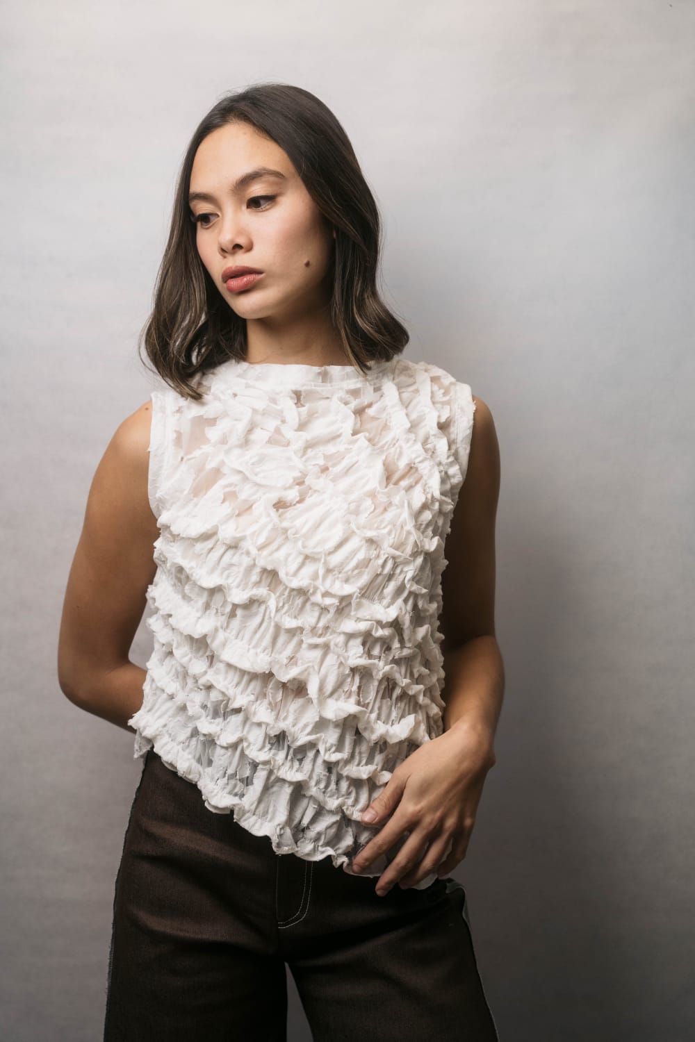 PIM Garter Top WHITE JACQUARD
