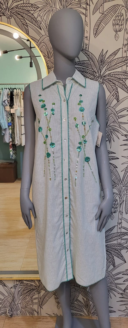 VIKA Dress GREEN STRIPES