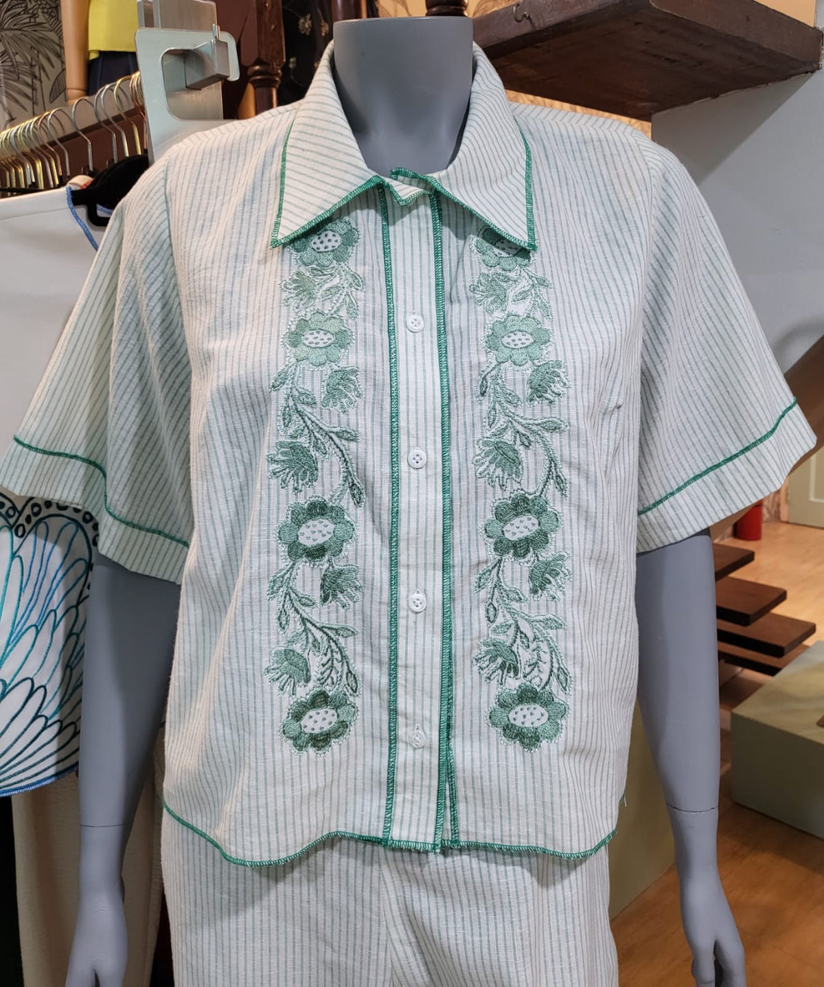 LUNA Pants Set GREEN STRIPES