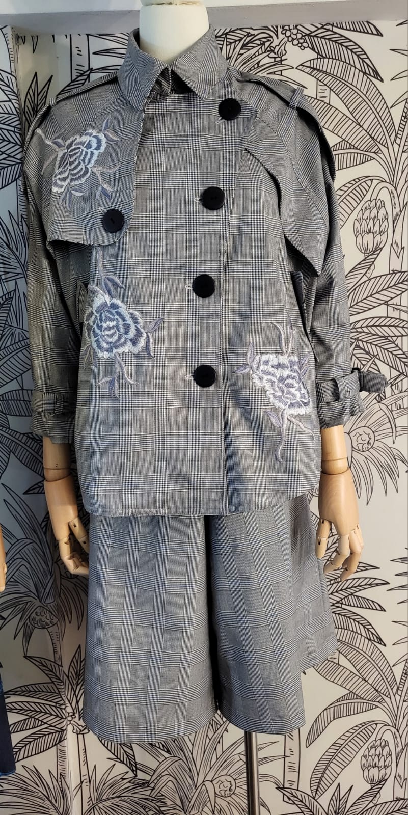 ALEXA Cropped Trench GREY PLAID