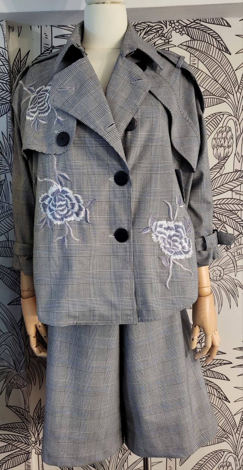 ALEXA Cropped Trench GREY PLAID